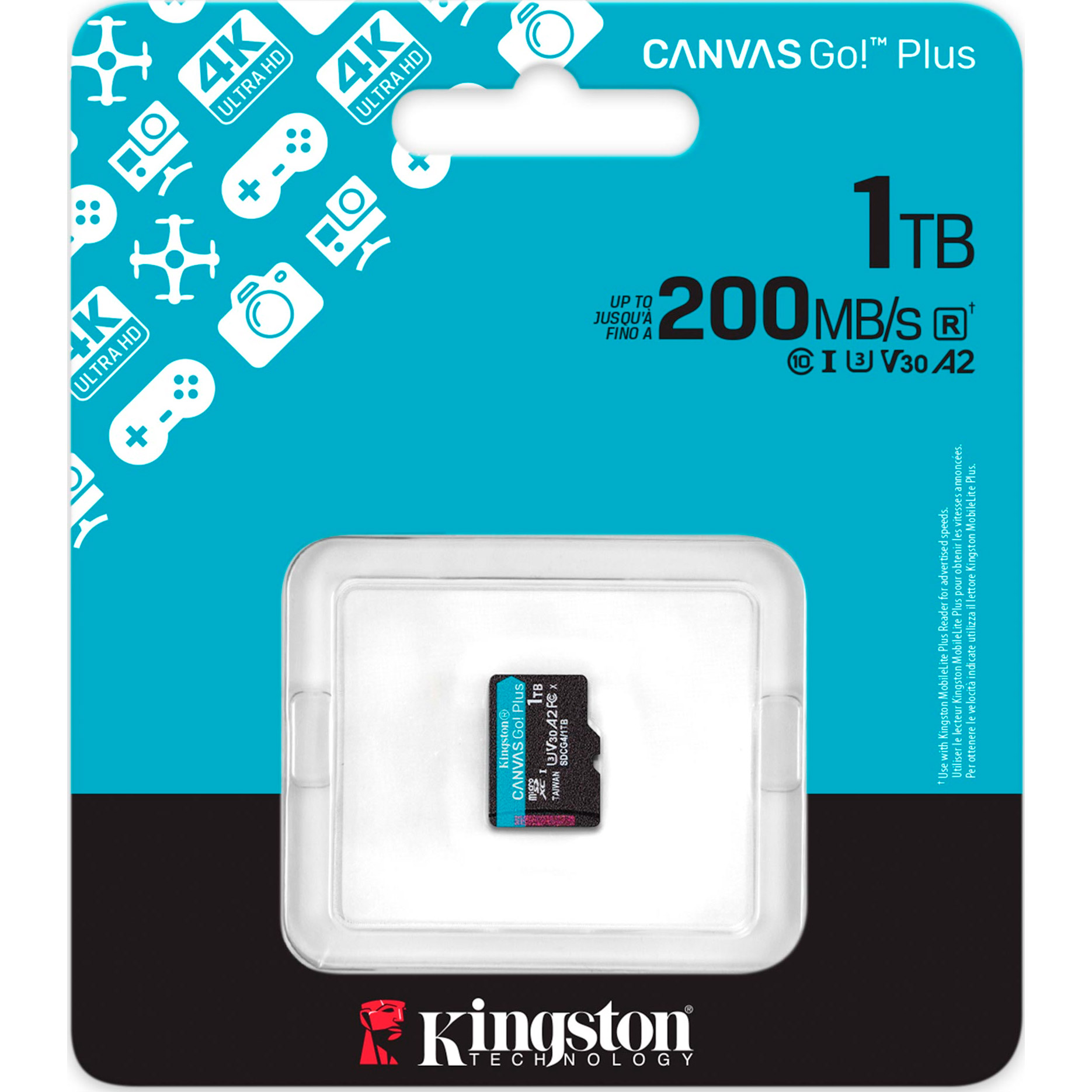 Карта памяти KINGSTON microSDXC Canvas Go! Plus 1TB UHS-I U3 V30 A2 Class 10 (SDCG4/1TBSP)