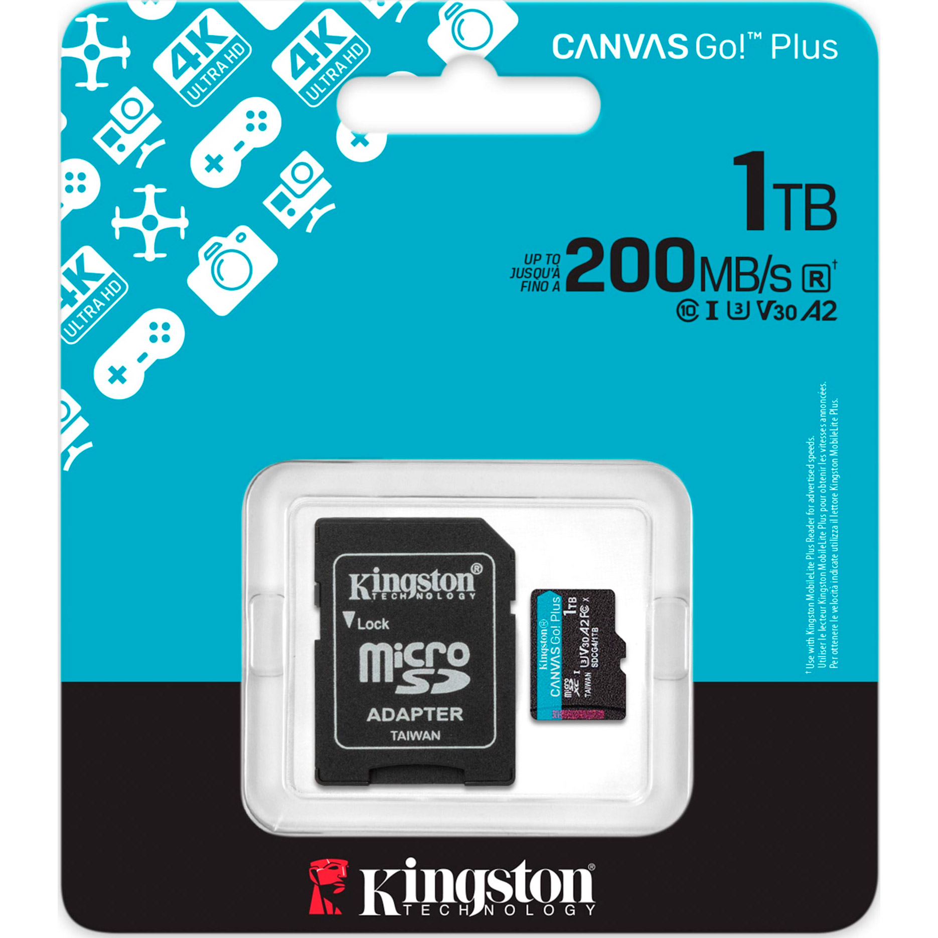 Карта пам'яті KINGSTON microSDXC Canvas Go! Plus 1TB UHS-I U3 V30 A2 Class 10 + SD-adapter (SDCG4/1TB)