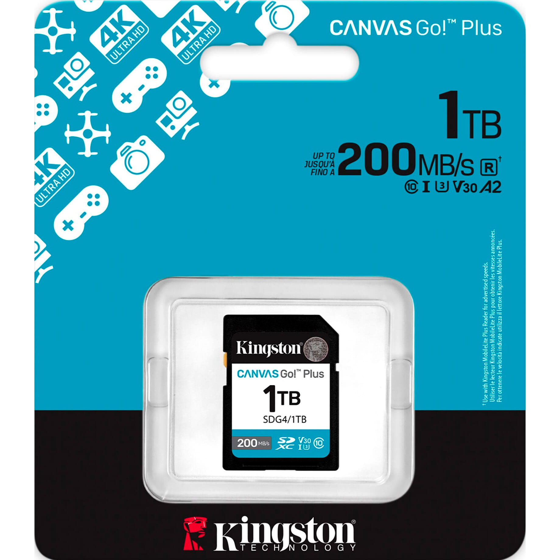 Карта пам'яті KINGSTON SDXC Canvas Go! Plus 1TB UHS-I U3 V30 Class 10 (SDG4/1TB)