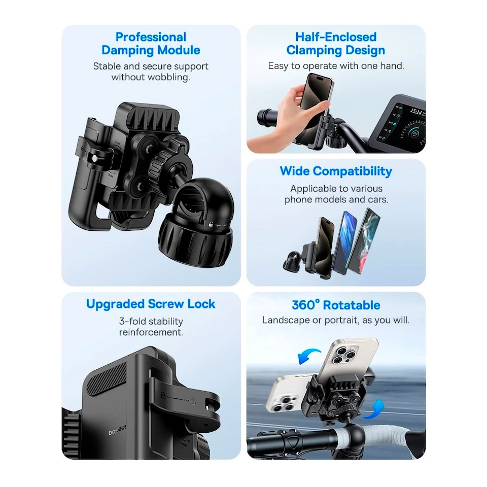 Велотримач для смартфона BASEUS GoTrip Series Bike Phone Mount Cluster Black (C40572301111-00)