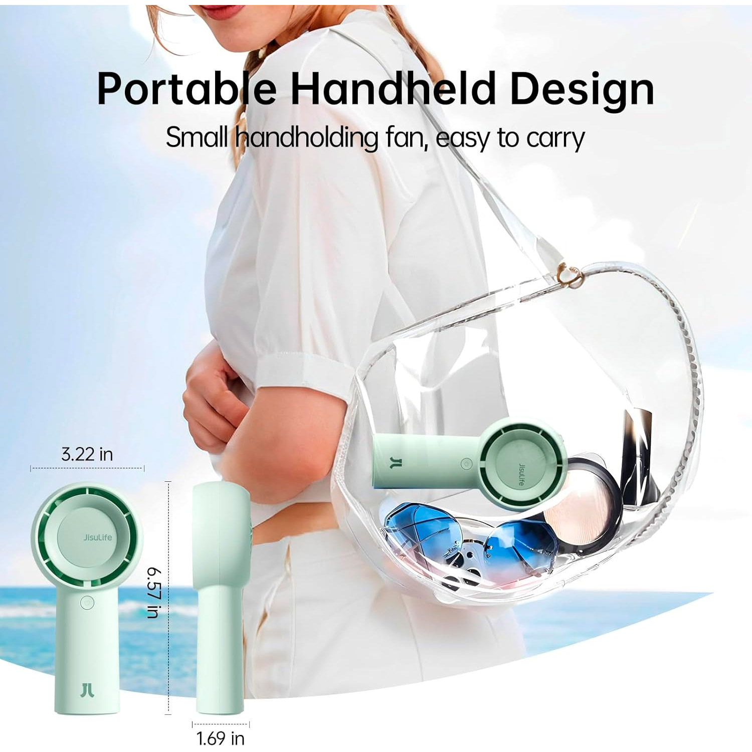 Портативний ручний вентилятор JISULIFE FA43 Handheld Fan Life5 Plus Mint Green