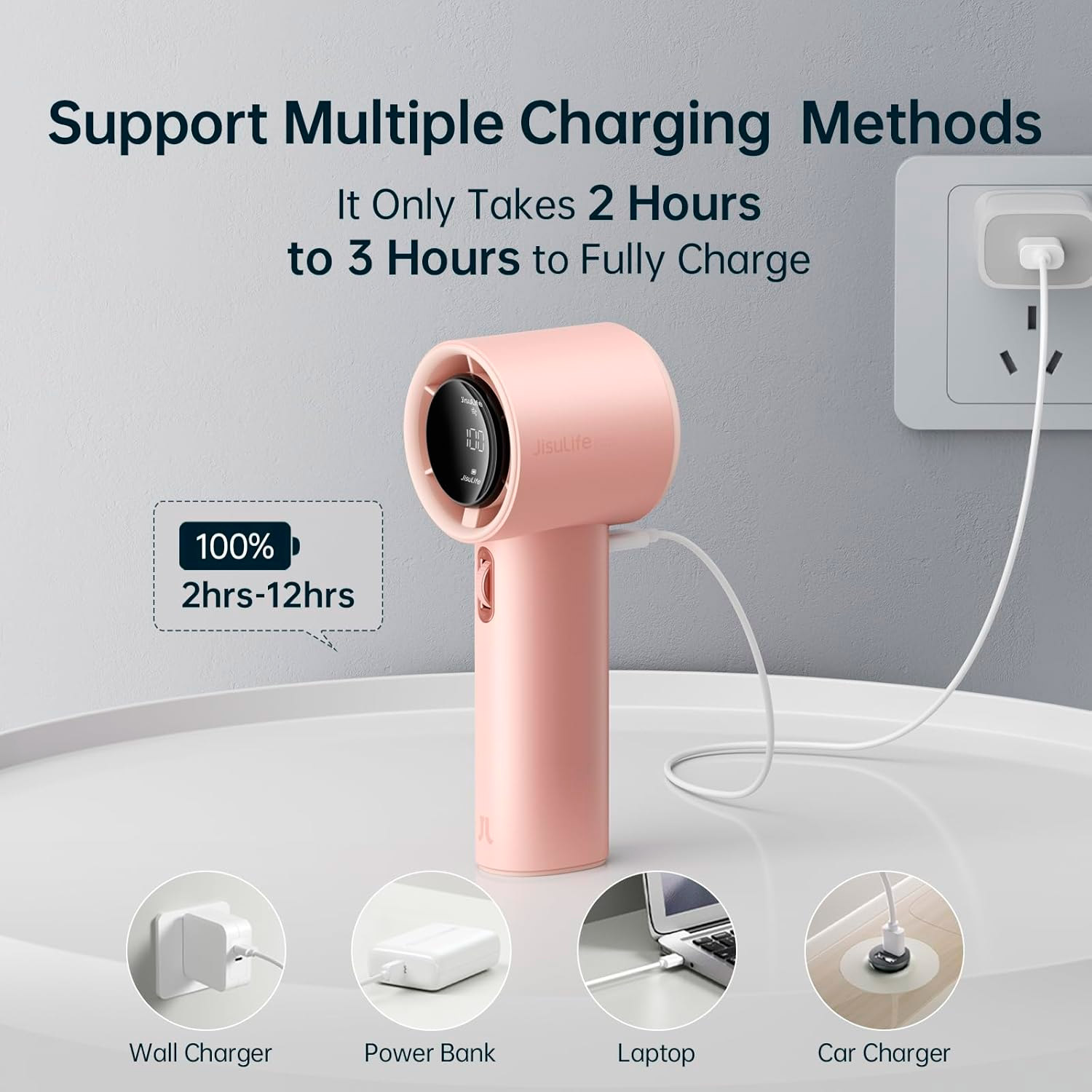 Портативний ручний вентилятор JISULIFE Handheld Fan Pro1 Pink