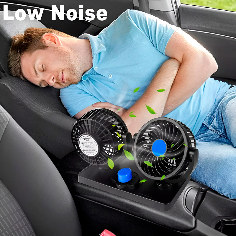 Автомобільний вентилятор VOLTRONIC F30 Dual-Headed 360° Rotating Car Fan with Low Noise & Adjustable Airflow