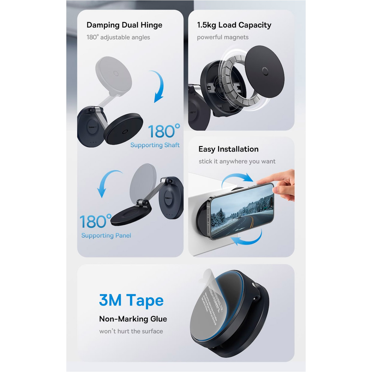 Тримач для смартфона BASEUS MagPro Magnetic Foldable Phone Mount Black (B10564101121-00)