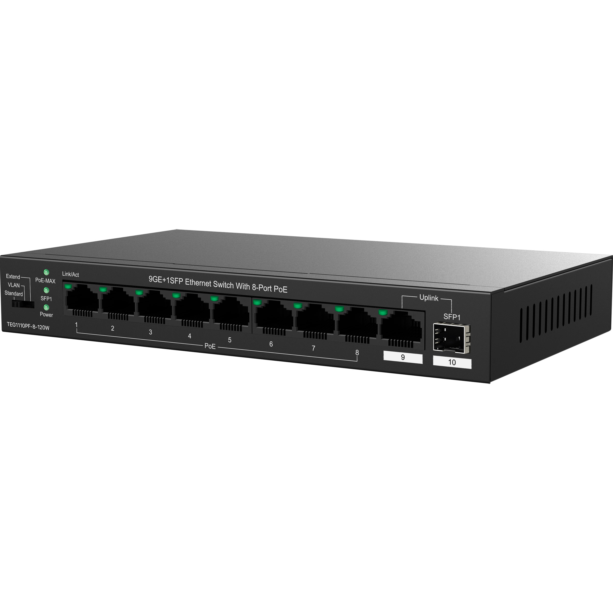 Комутатор TENDA TEG1110PF-8-120W