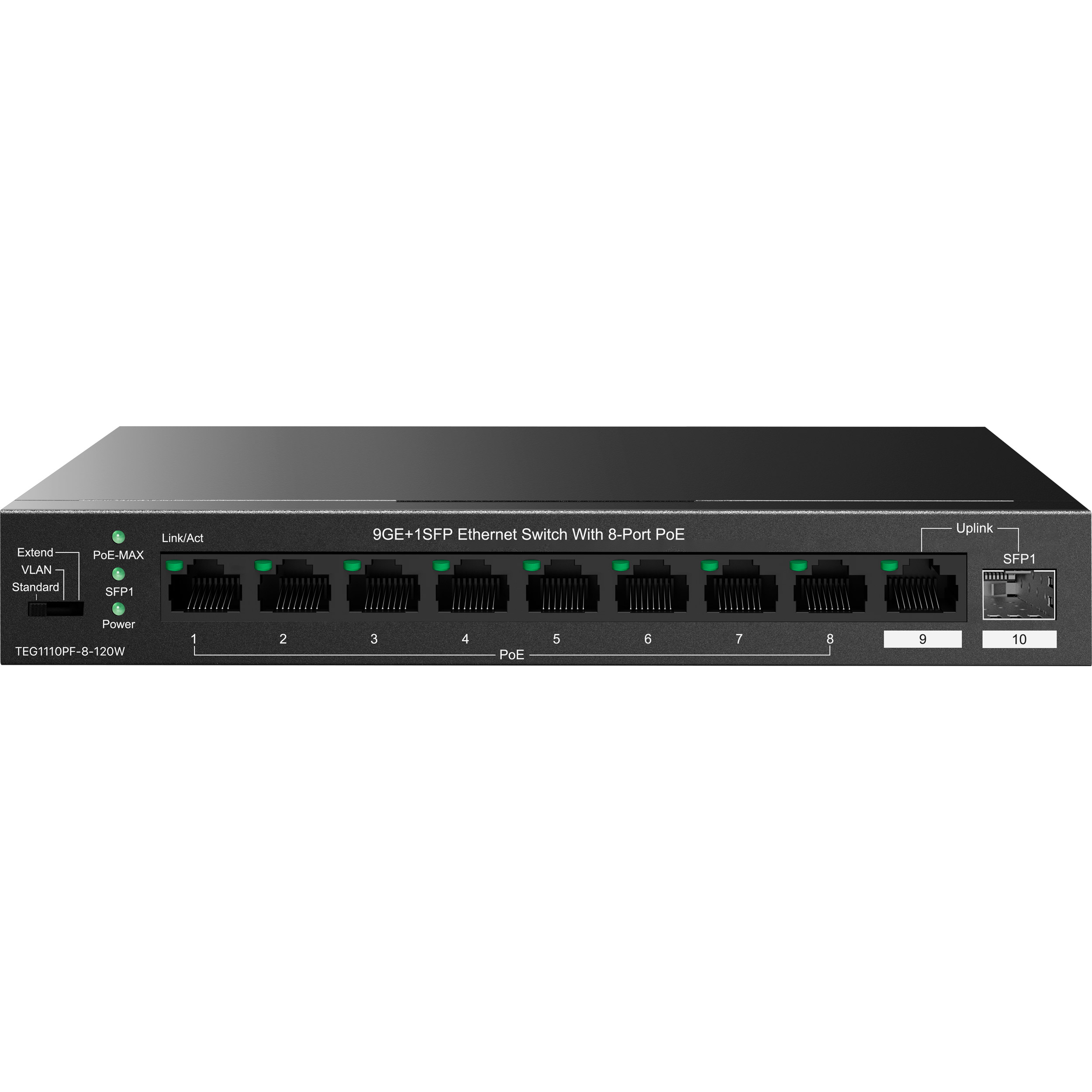 Комутатор TENDA TEG1110PF-8-120W