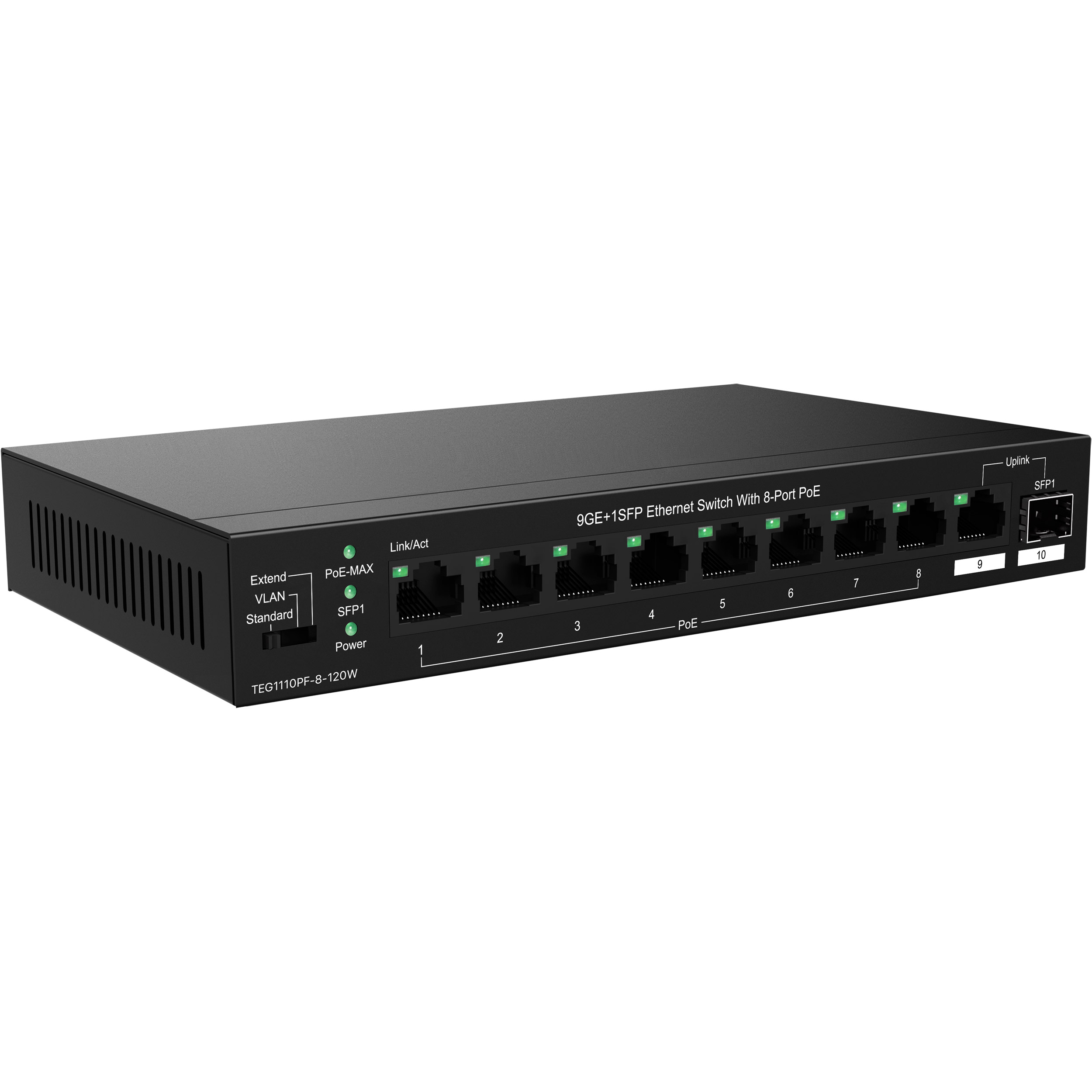 Комутатор TENDA TEG1110PF-8-120W