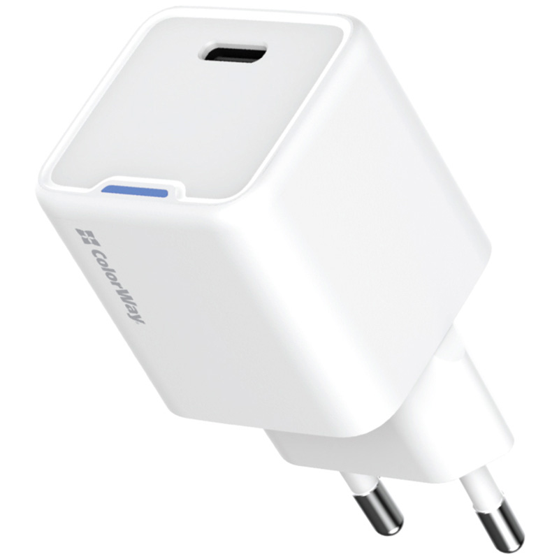 Зарядний пристрій COLORWAY GaN Mini 30W 1xUSB-C Fast Charging White (CW-CHS054PD-WT)