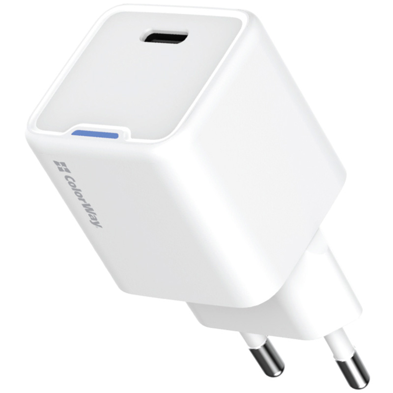 Зарядний пристрій COLORWAY GaN Mini 35W 1xUSB-C Fast Charging White (CW-CHS056PD-WT)
