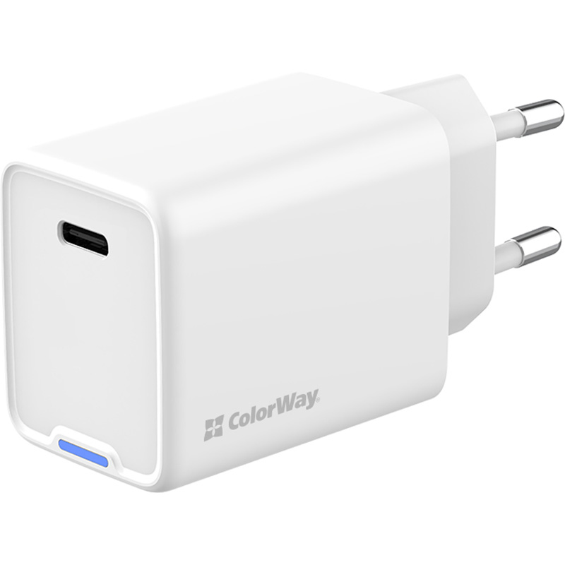 Зарядний пристрій COLORWAY GaN Mini 45W 1xUSB-C Fast Charging White (CW-CHS057PD-WT)