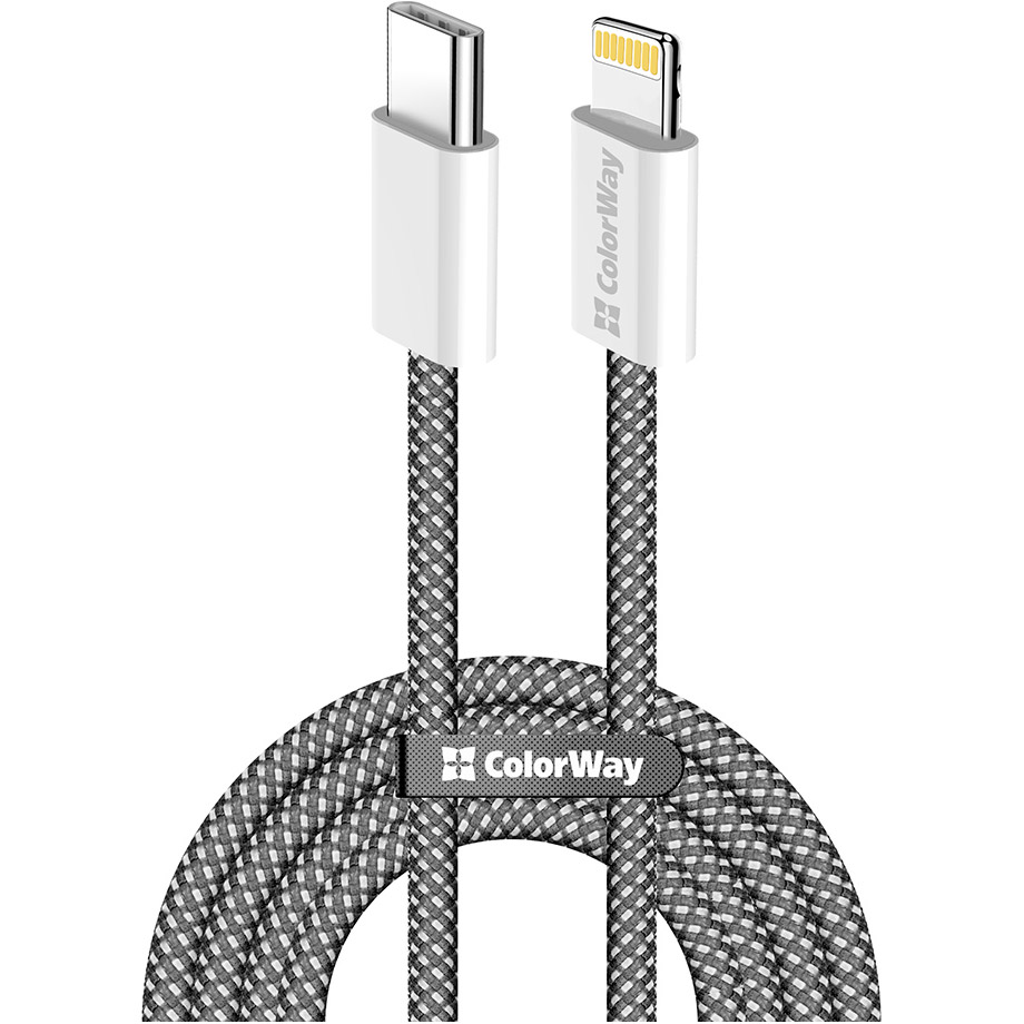 Кабель COLORWAY Fabric Braided Type-C to Lightning 2м Black (CW-CBPDCL068-BK)