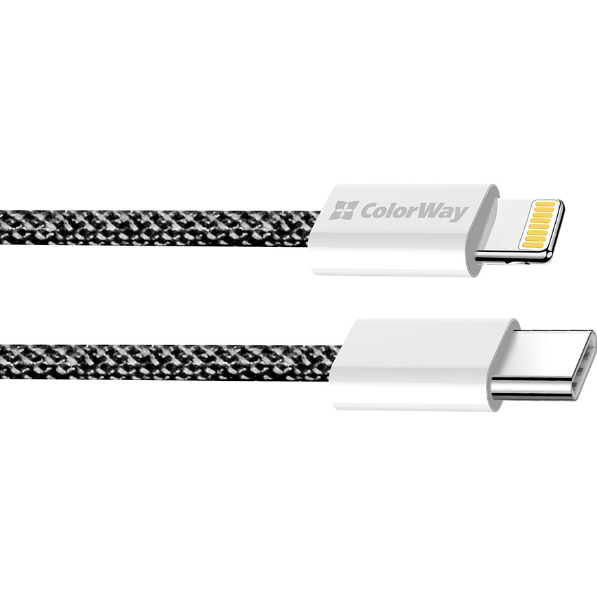 Кабель COLORWAY Fabric Braided Type-C to Lightning 2м Black (CW-CBPDCL068-BK)