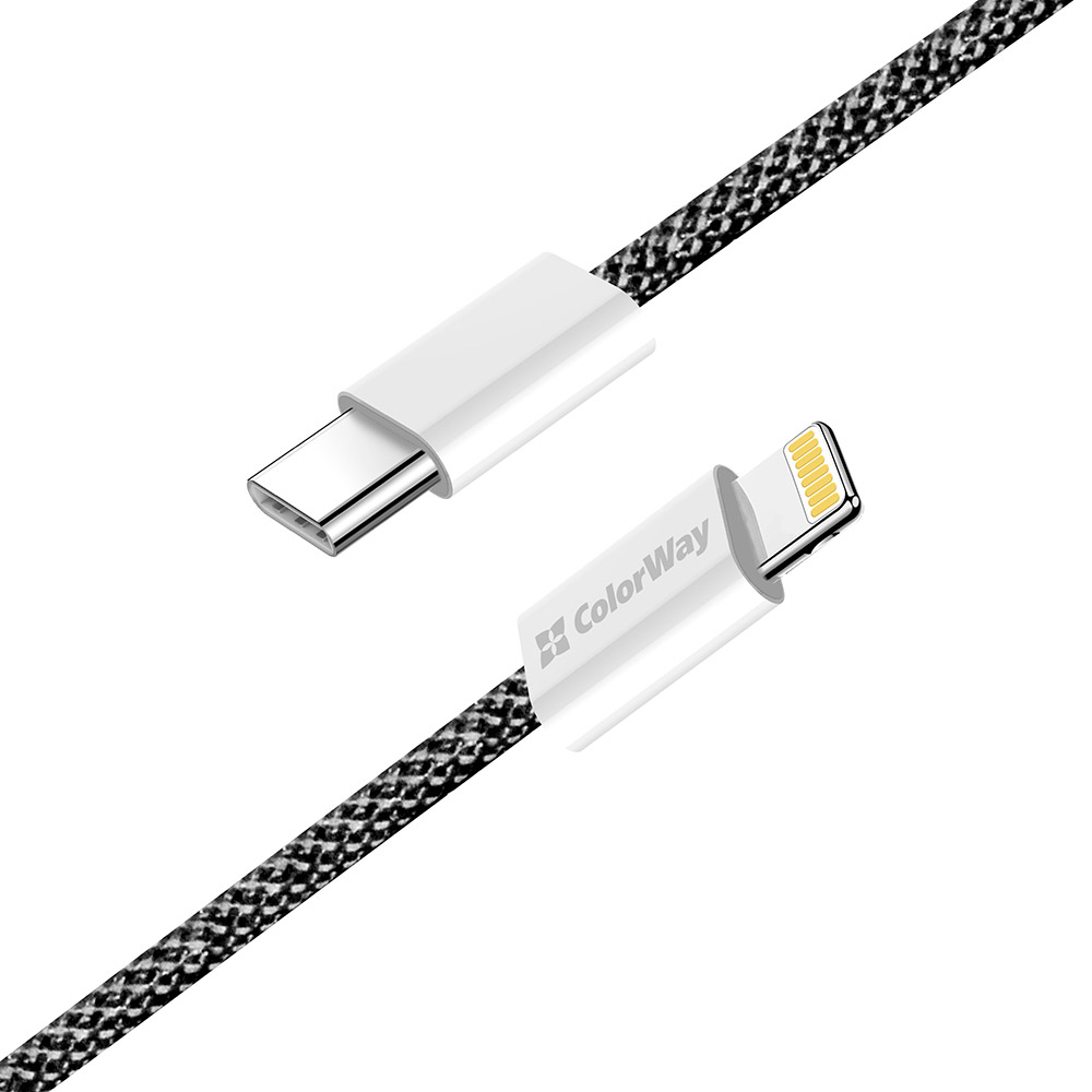 Кабель COLORWAY Fabric Braided Type-C to Lightning 2м Black (CW-CBPDCL068-BK)