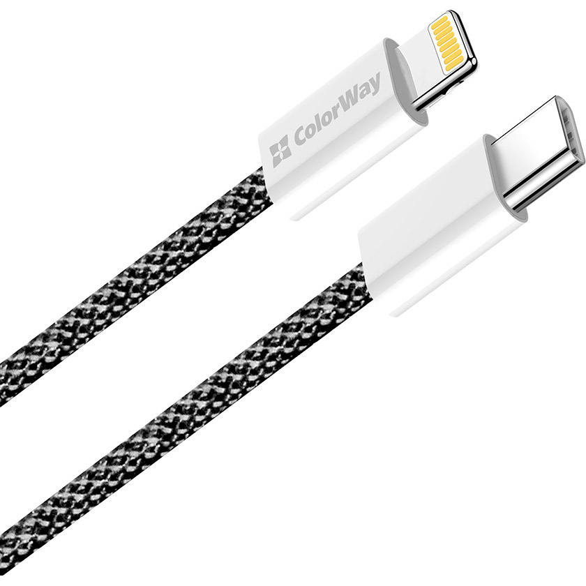 Кабель COLORWAY Fabric Braided Type-C to Lightning 2м Black (CW-CBPDCL068-BK)