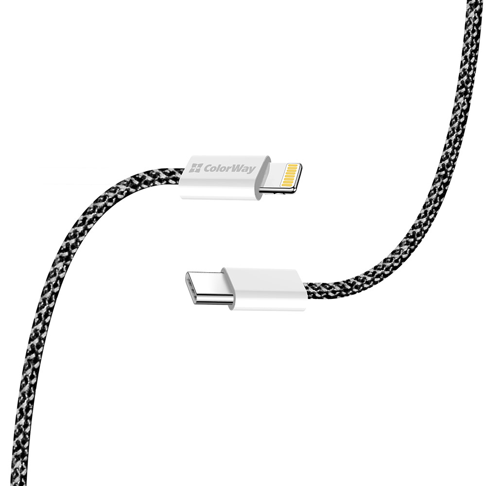 Кабель COLORWAY Fabric Braided Type-C to Lightning 2м Black (CW-CBPDCL068-BK)
