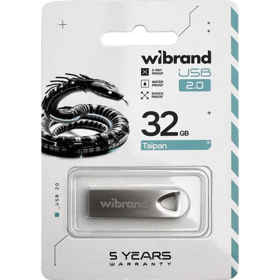 Флешка 32GB WIBRAND Taipan USB 2.0 Silver