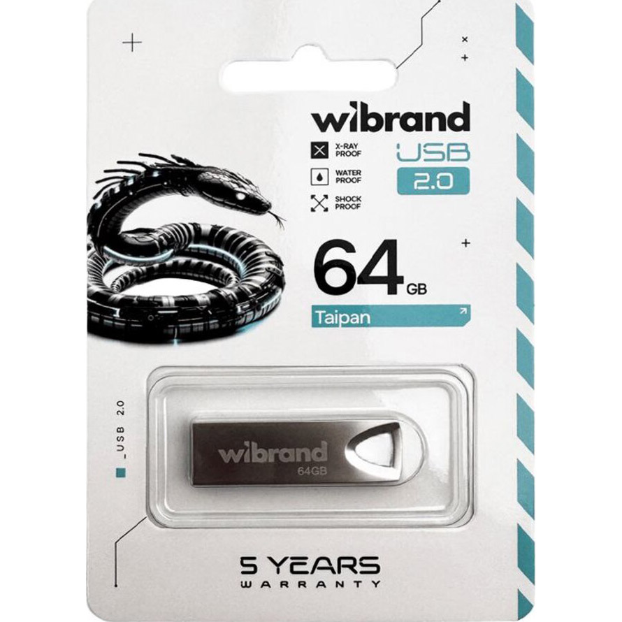 Флешка 64GB WIBRAND Taipan USB 2.0 Silver