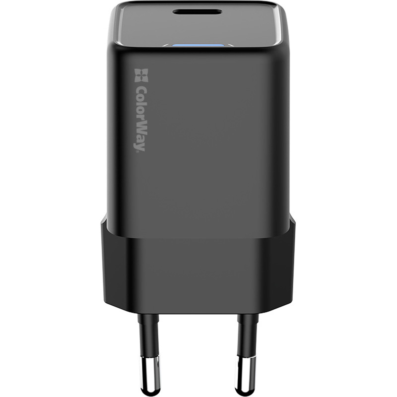 Зарядний пристрій COLORWAY GaN Mini 25W 1xUSB-C Fast Charging Black (CW-CHS052PD-BK)