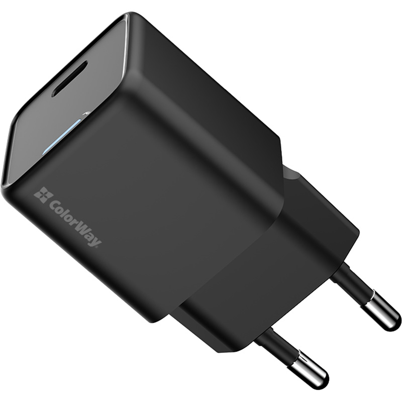 Зарядний пристрій COLORWAY GaN Mini 25W 1xUSB-C Fast Charging Black (CW-CHS052PD-BK)