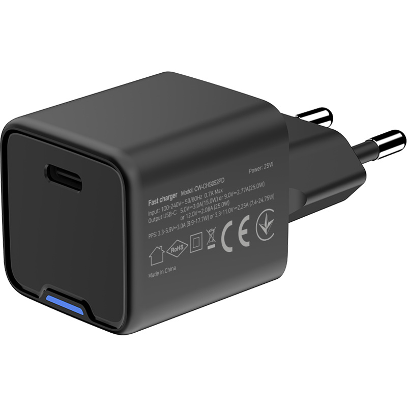 Зарядний пристрій COLORWAY GaN Mini 25W 1xUSB-C Fast Charging Black (CW-CHS052PD-BK)