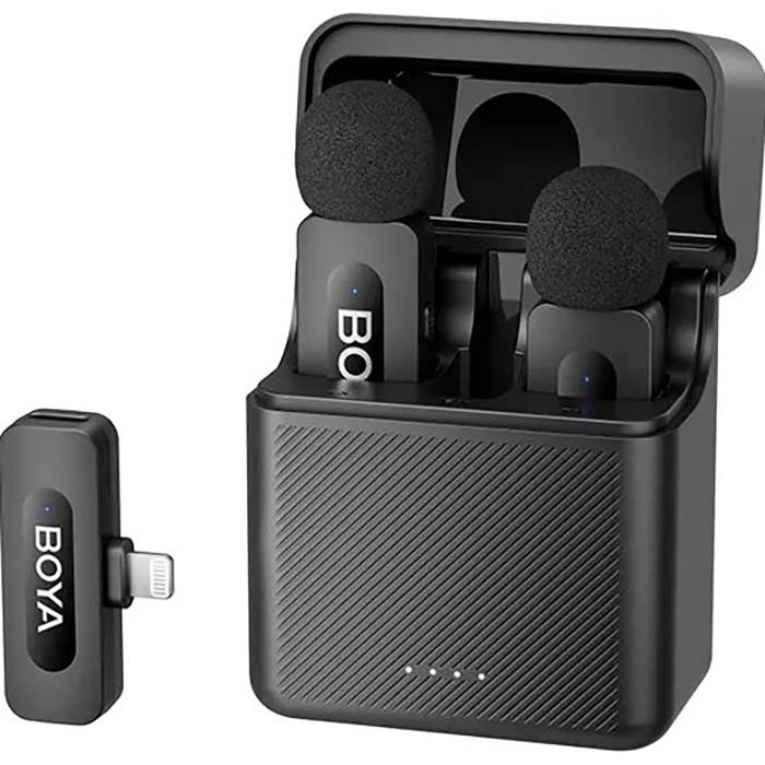 Бездротовий петличний мікрофон BOYA BY-V3 Combo 2.4 GHz Dual-Channel Wireless Microphone Black