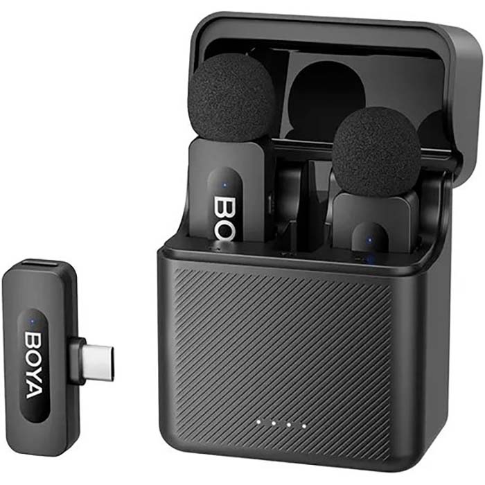 Бездротовий петличний мікрофон BOYA BY-V3 Combo 2.4 GHz Dual-Channel Wireless Microphone Black