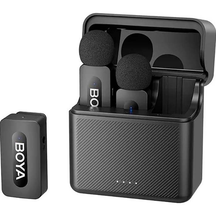 Бездротовий петличний мікрофон BOYA BY-V3 Combo 2.4 GHz Dual-Channel Wireless Microphone Black