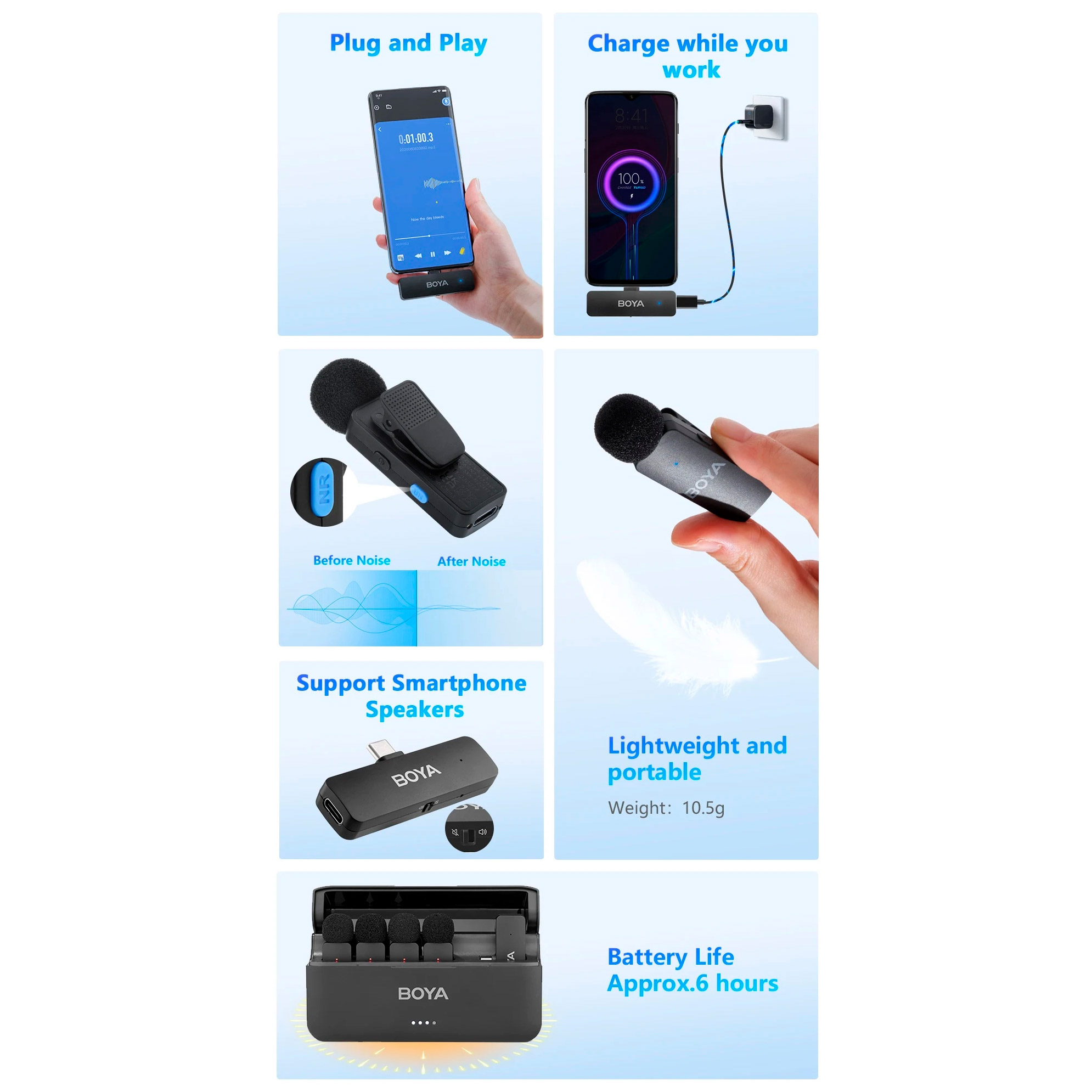Бездротовий петличний мікрофон BOYA BY-V4 4-Channel Mini Wireless Microphone Black
