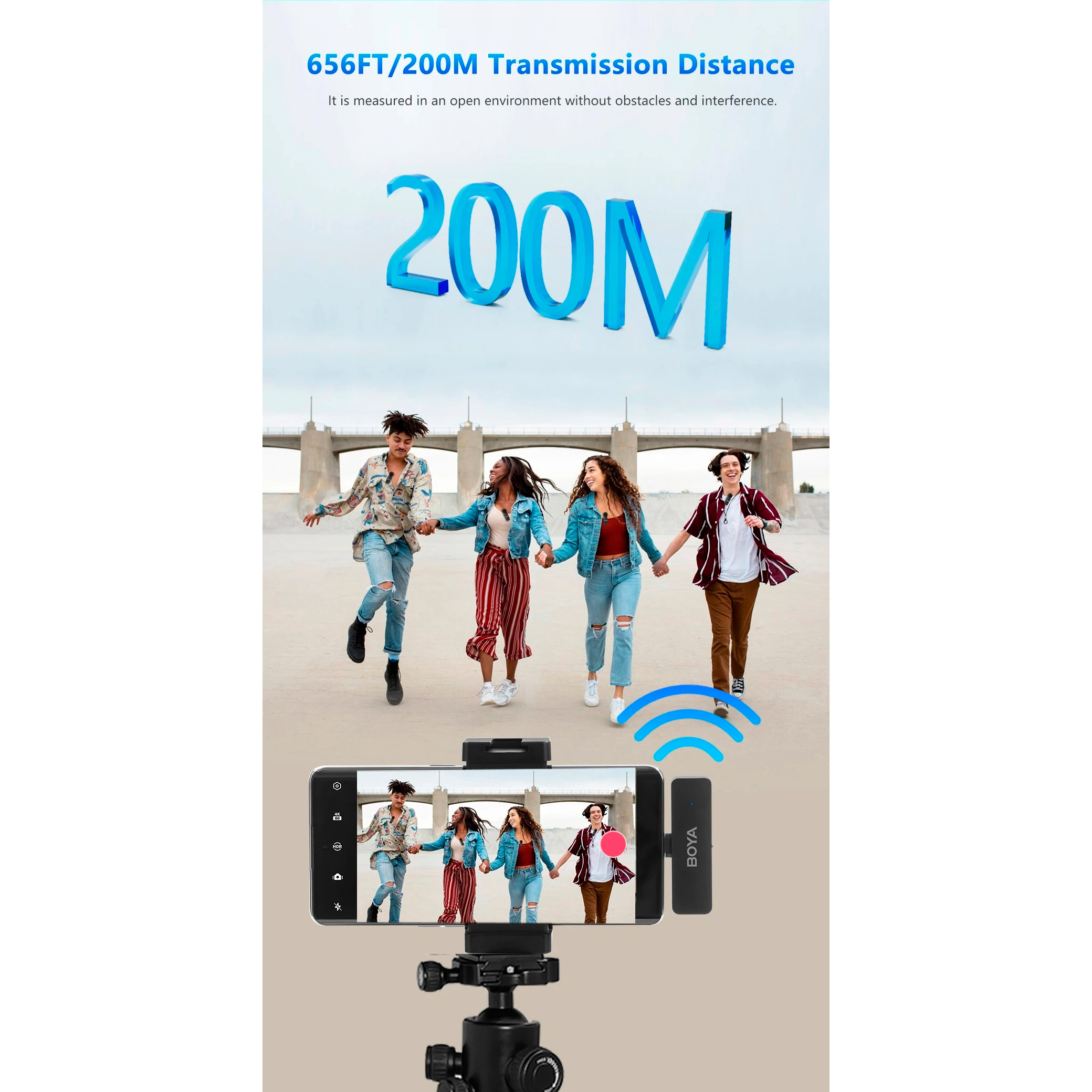 Бездротовий петличний мікрофон BOYA BY-V4 4-Channel Mini Wireless Microphone Black