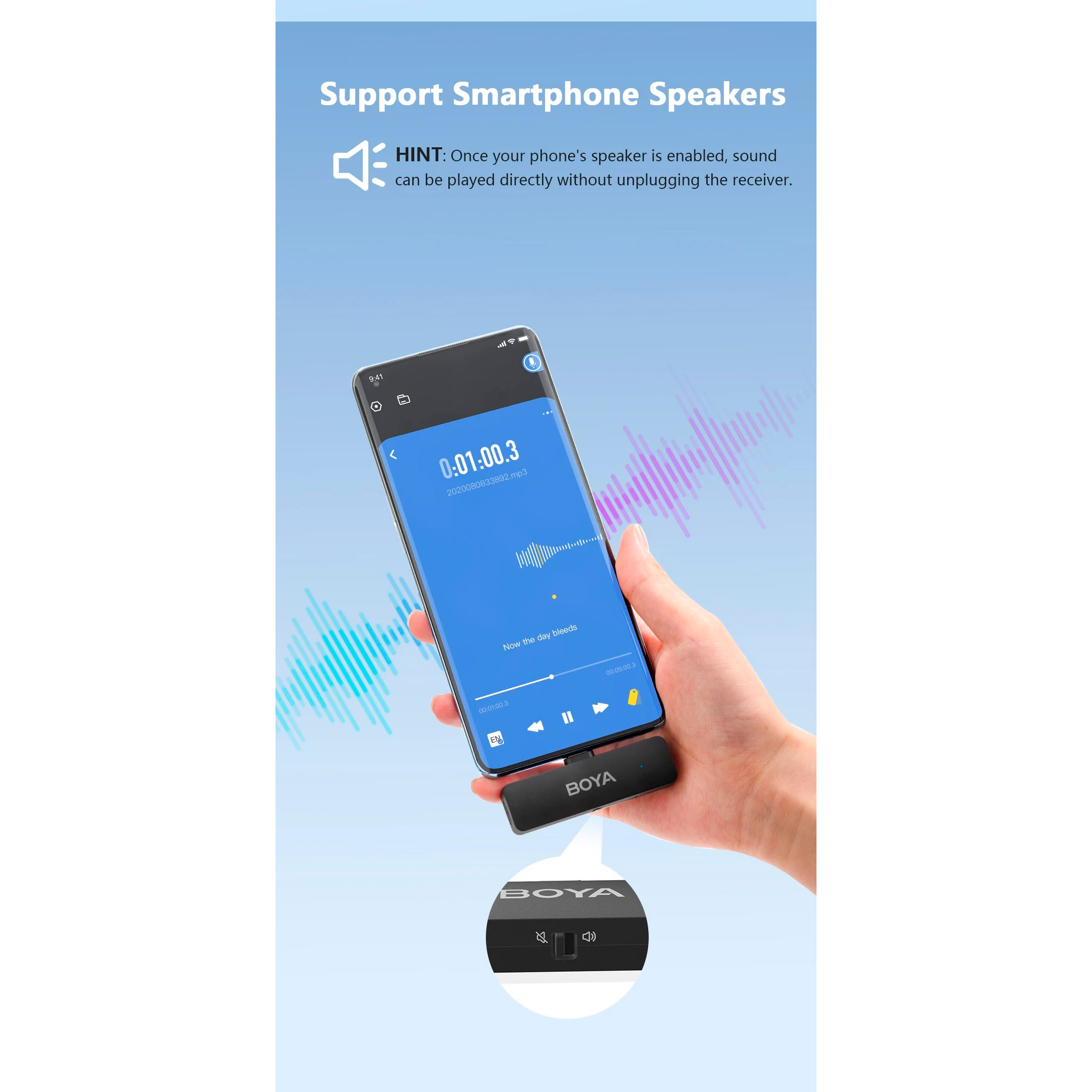 Бездротовий петличний мікрофон BOYA BY-V4 4-Channel Mini Wireless Microphone Black