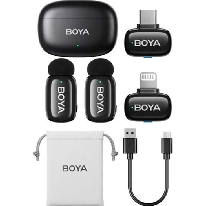 Бездротовий петличний мікрофон BOYA Mini 12 2-Person Tiny Wireless Microphone System Lightning & USB-C Connectors Black
