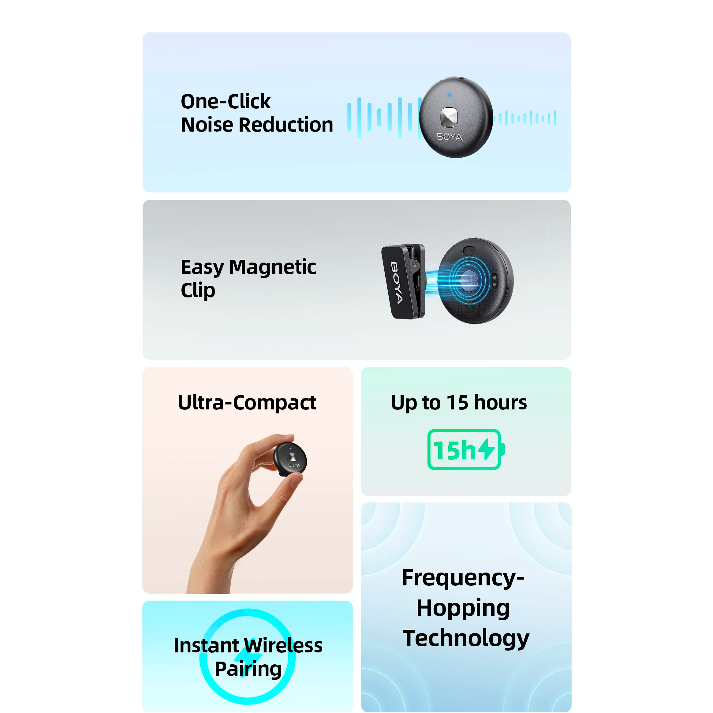 Бездротовий петличний мікрофон BOYA Omic-D Dual-Channel Stylish Wireless Microphone Black