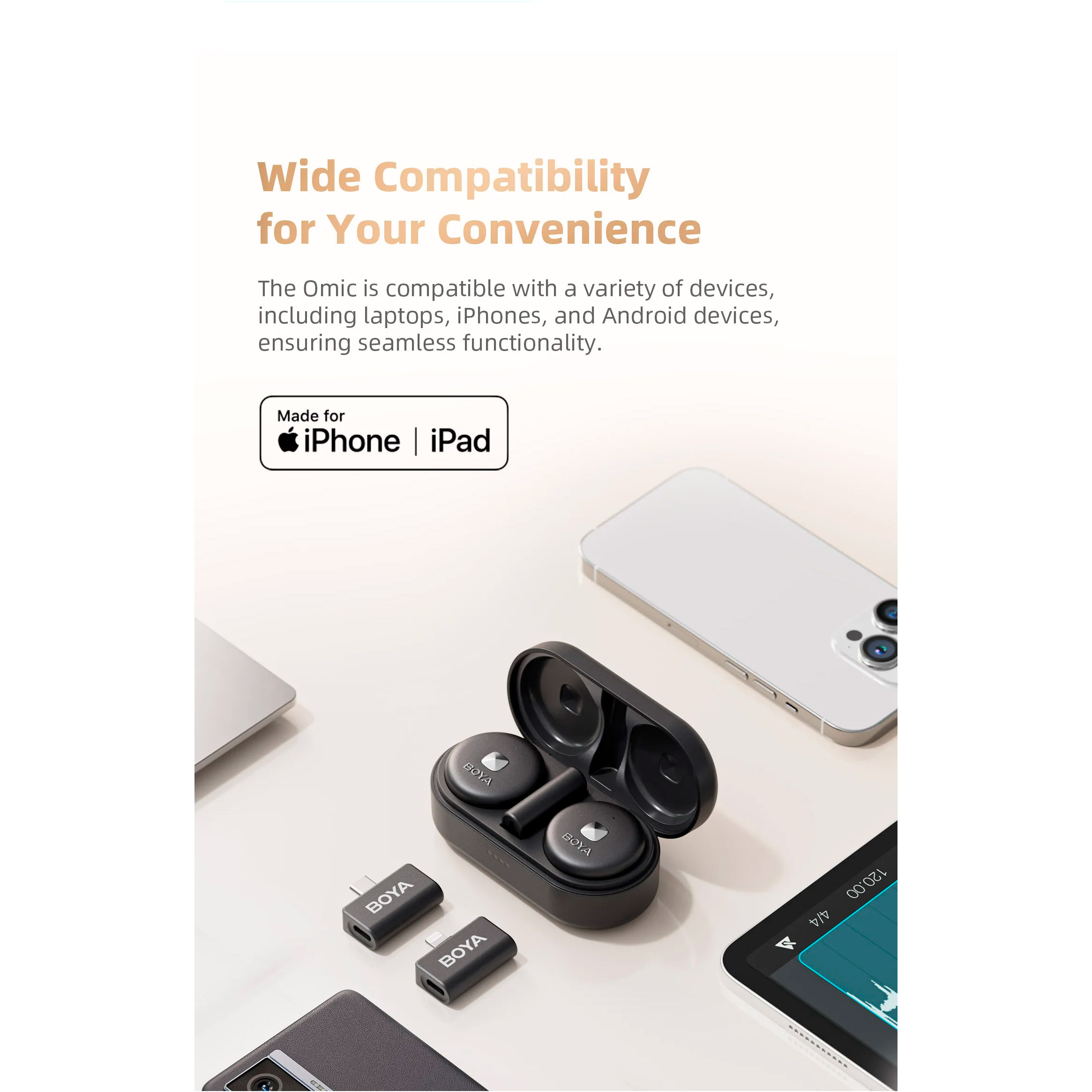 Бездротовий петличний мікрофон BOYA Omic-D Dual-Channel Stylish Wireless Microphone Black