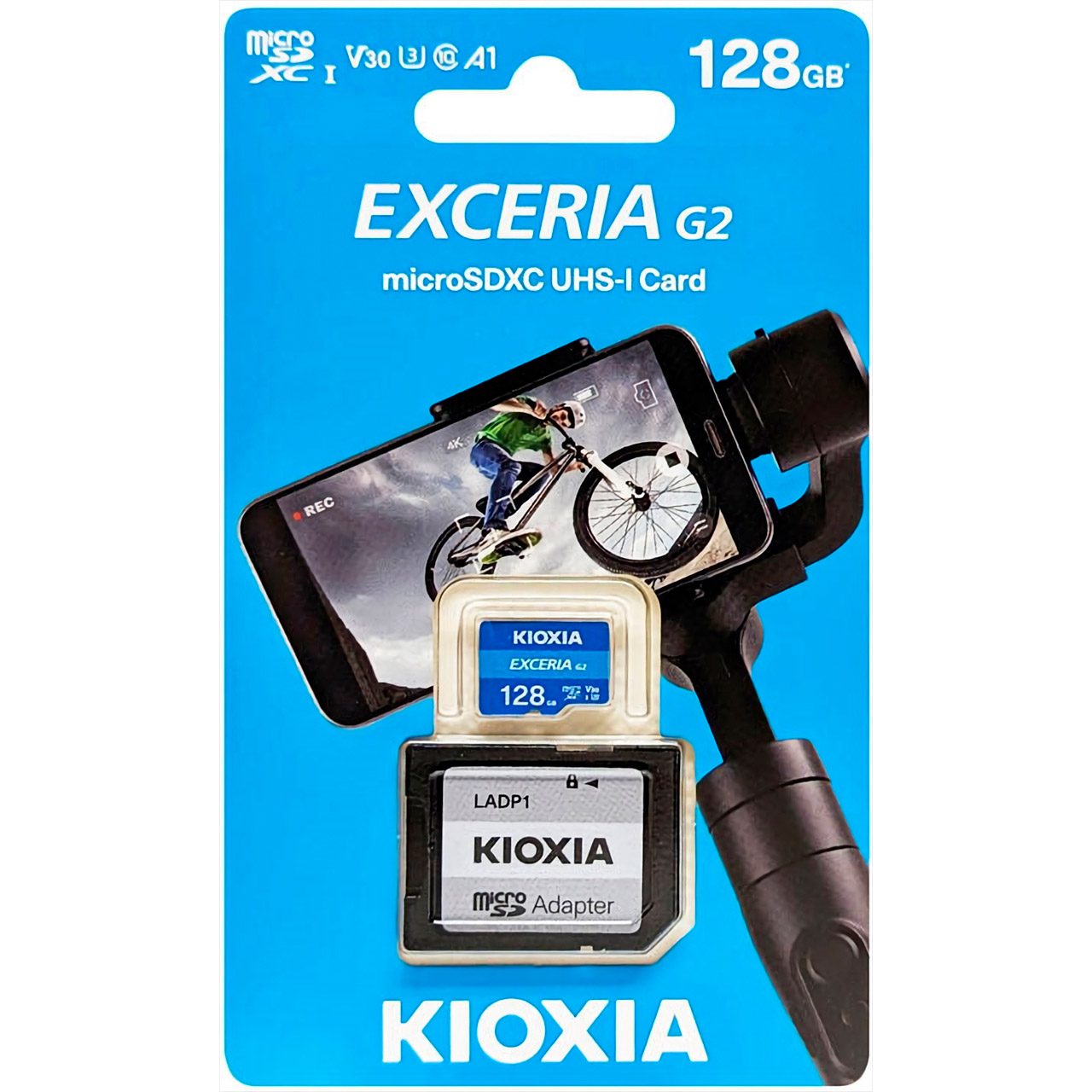 Карта пам'яті KIOXIA (Toshiba) microSDXC Exceria G2 128GB UHS-I U3 V30 A1 Class 10 + SD-adapter (LMEX2L128GG2)