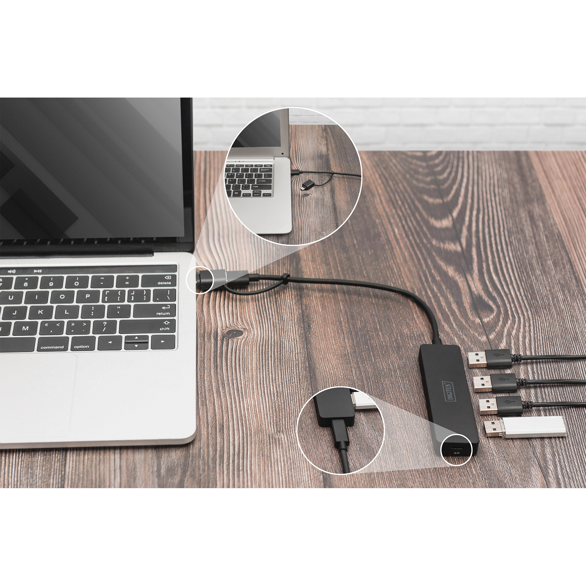 USB-хаб DIGITUS USB-A/C 4-port Hub Slim Line (DA-70235)