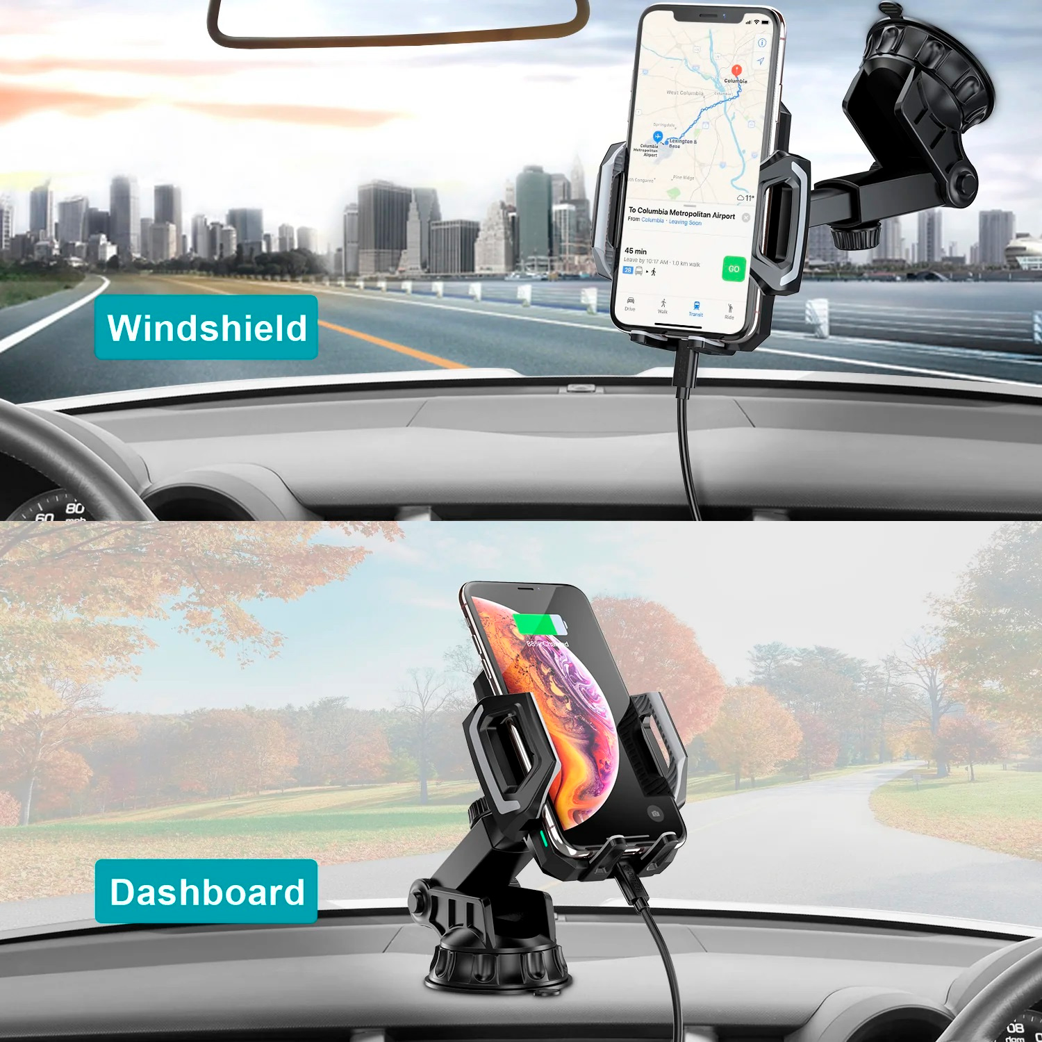 Автодержатель с беспроводной зарядкой CHOETECH 15W Qi Car Wireless Charger (T521-F)