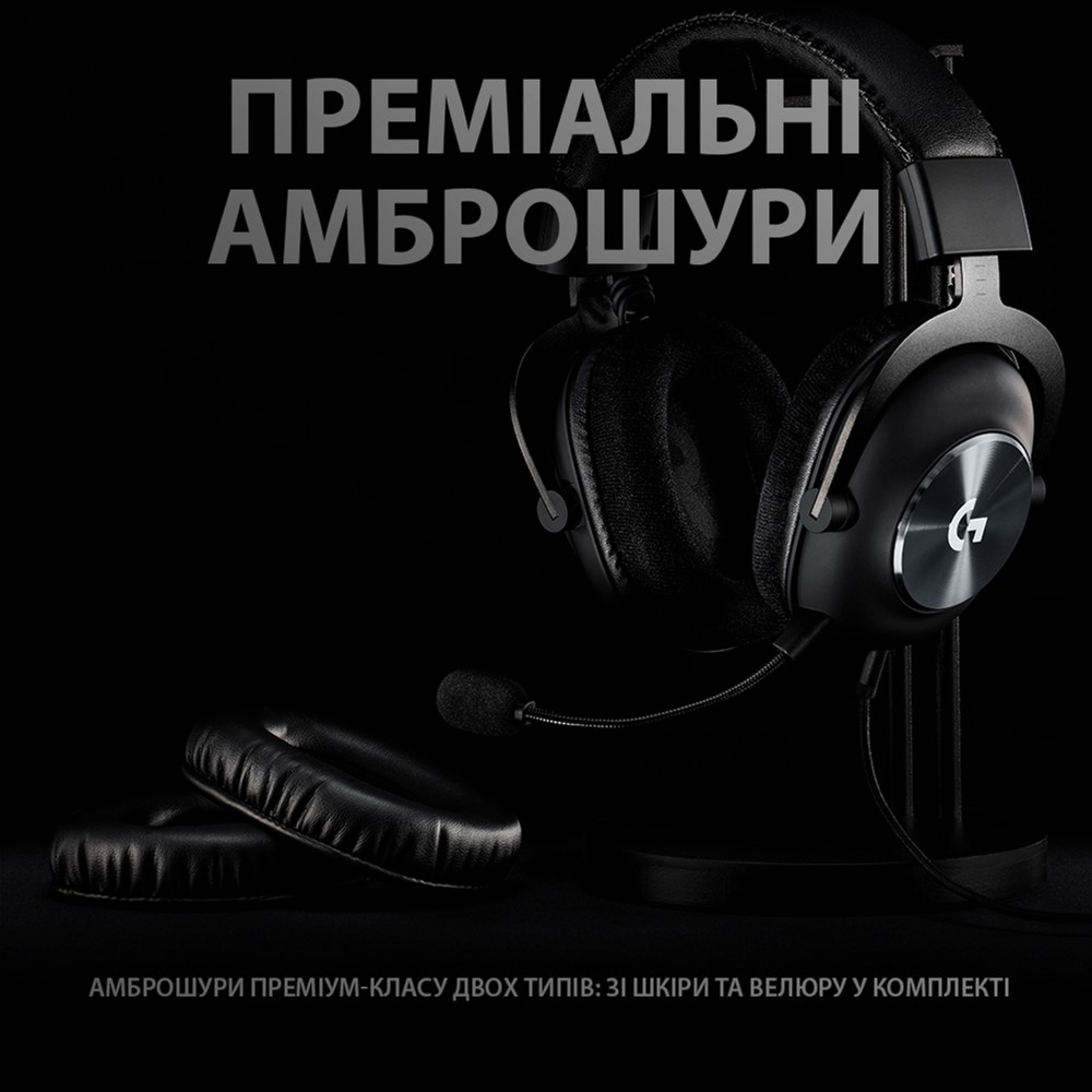 Навушники геймерскі LOGITECH G Pro X w/stand Black (991-000358)
