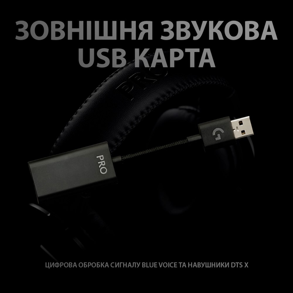 Навушники геймерскі LOGITECH G Pro X w/stand Black (991-000358)