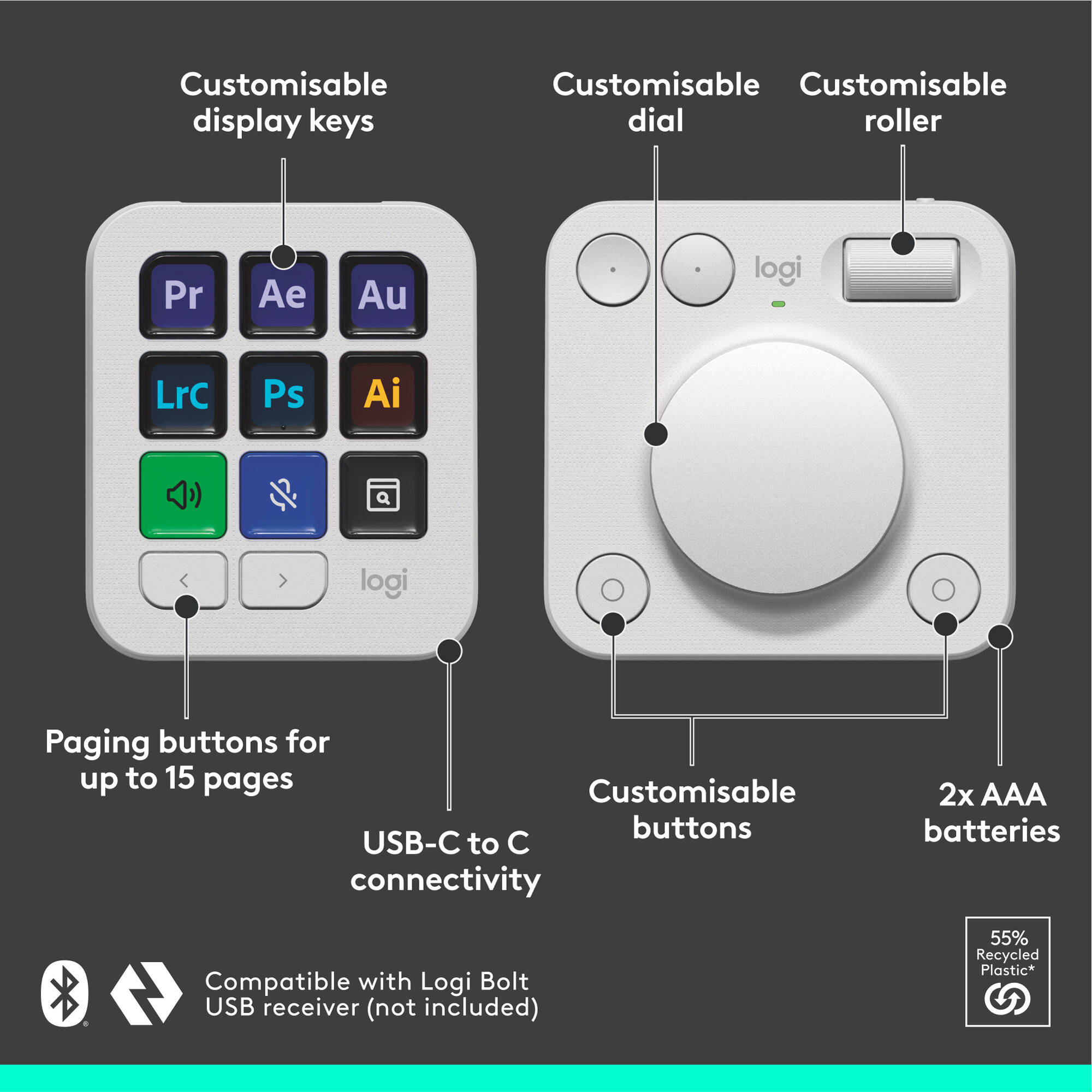 Консоль LOGITECH MX Creative Console Pale Gray (920-012932)