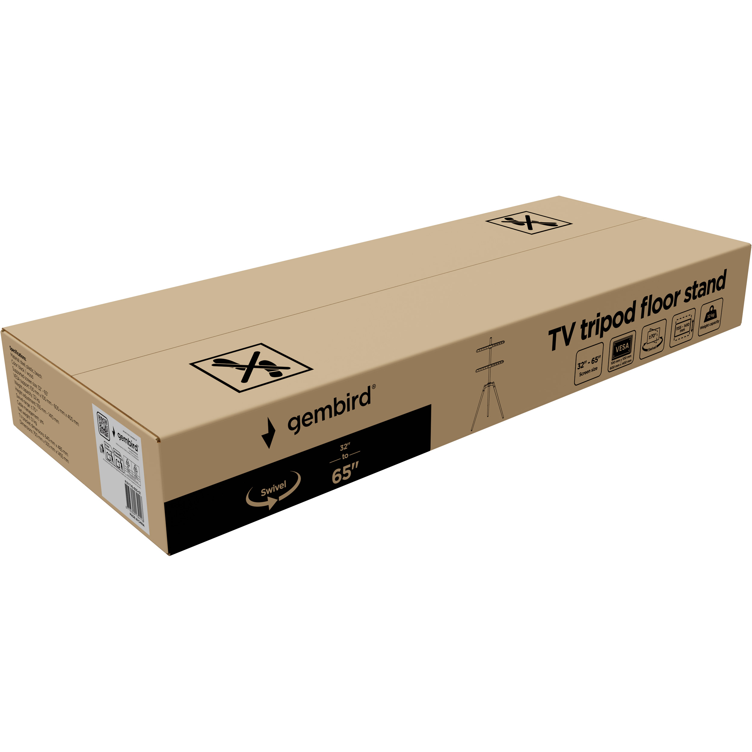 Презентационная стойка с креплением под ТВ GEMBIRD TVS-65S-01 32"-65" Black
