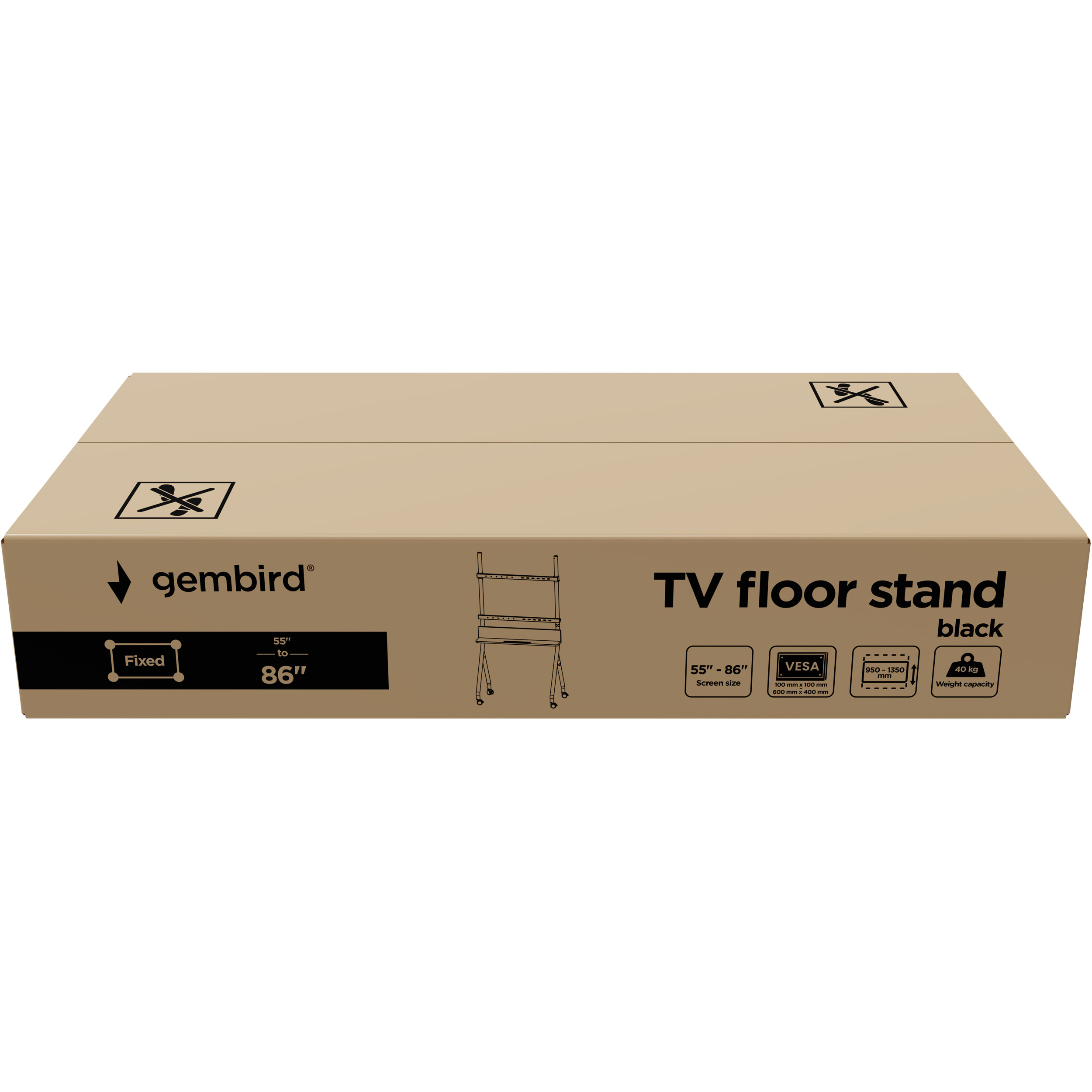 Презентаційна стійка з кріпленням під ТВ GEMBIRD TVS-86F-02 55"-86" Black