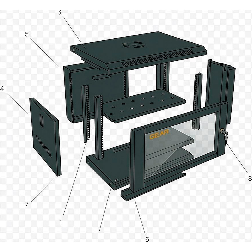 Підлогова шафа 19" GEAR GWMSN-12U-600-450 + полиця 19" (12U, 600x450мм, RAL9005)