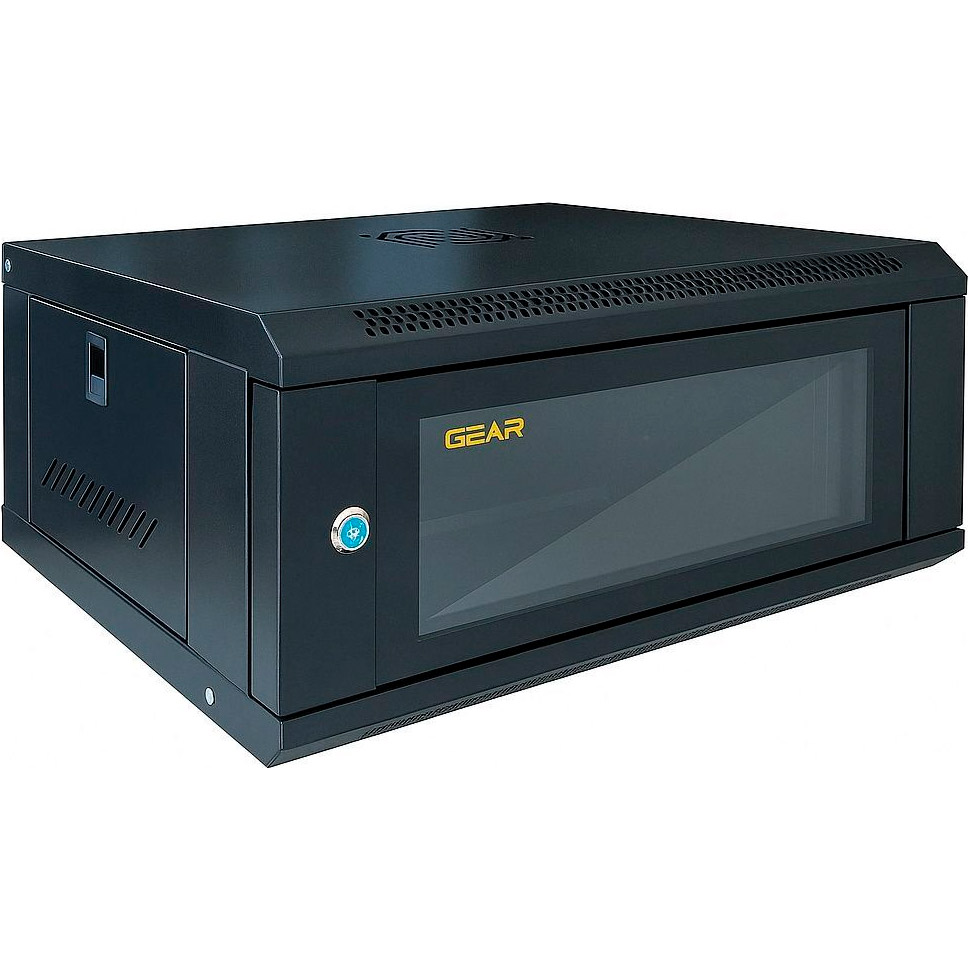 Настінна шафа 19" GEAR GWMSN-4U-600-450 + полиця 19" (4U, 600x450мм, RAL9005)