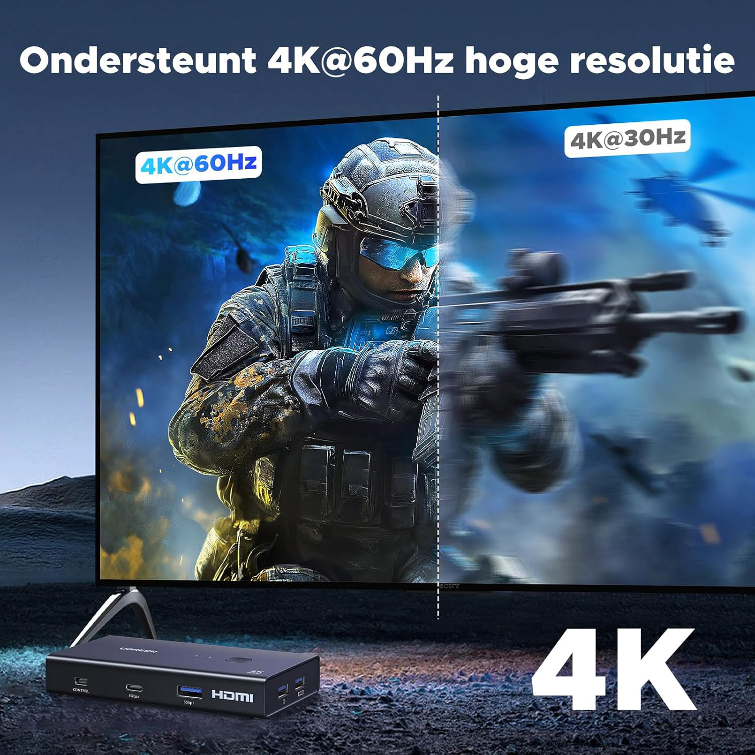 KVM-перемикач UGREEN AK502 2-In 1-Out HDMI KVM Switch 4K 60Hz (45452)
