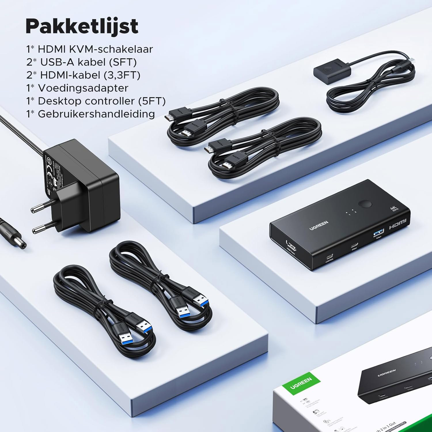 KVM-перемикач UGREEN AK502 2-In 1-Out HDMI KVM Switch 4K 60Hz (45452)