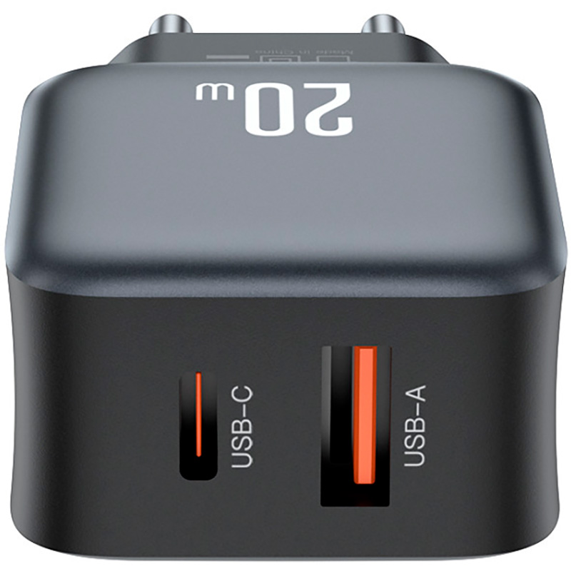 Зарядний пристрій XO L154 1xUSB-C, 1xUSB-A, QC3.0, PD20W Black (L154.BLACK)