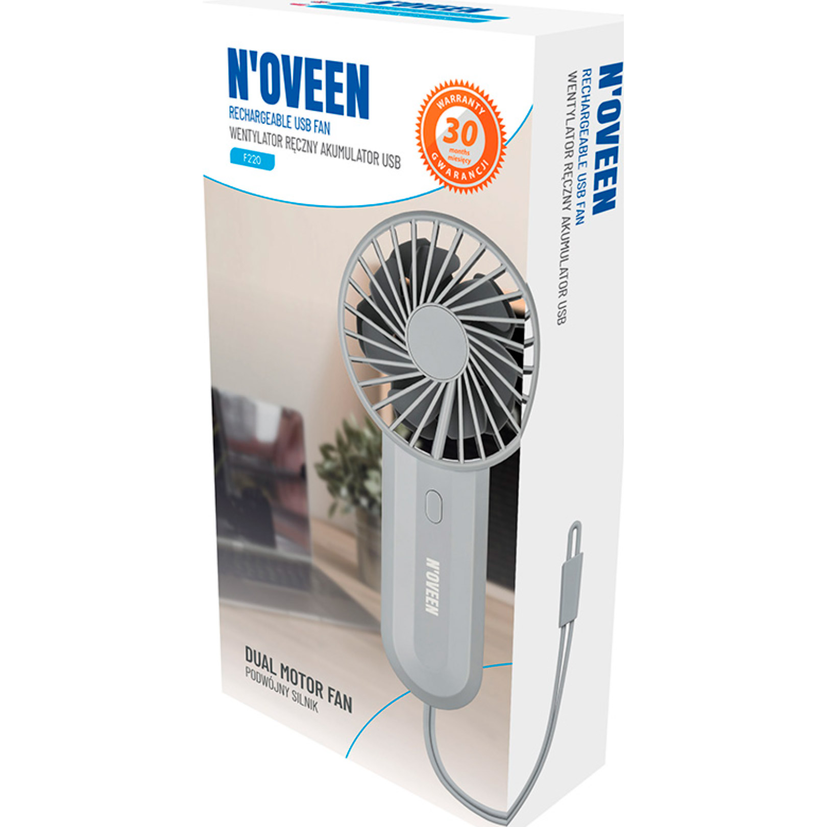Портативний ручний вентилятор NOVEEN F220 Gray