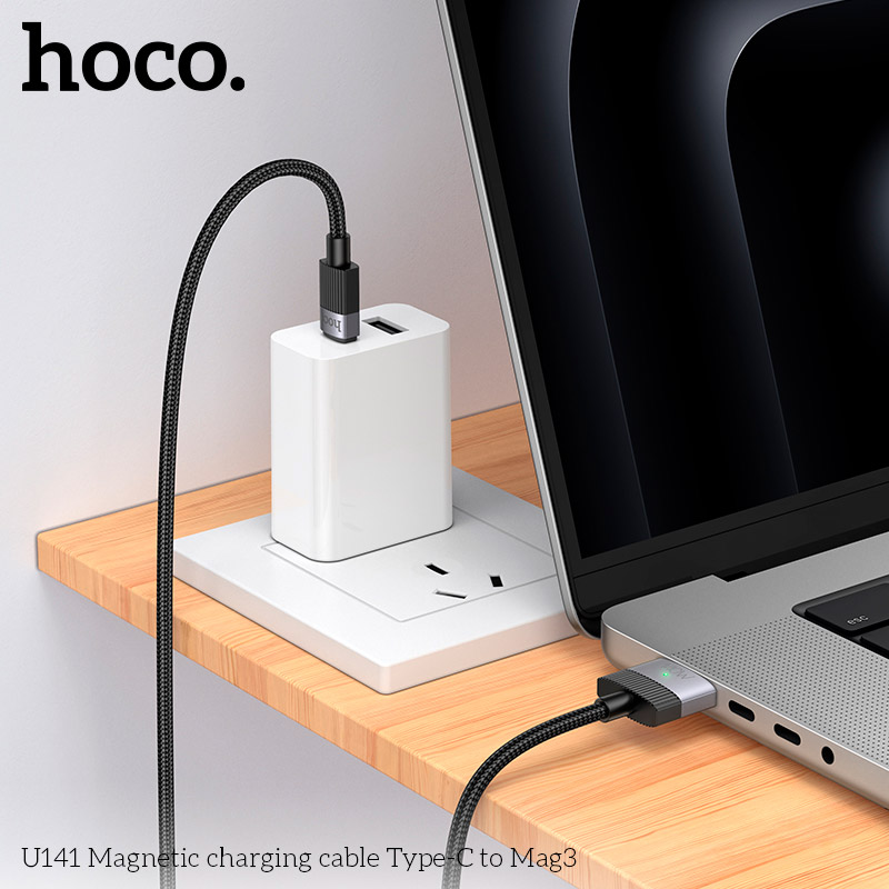 Кабель живлення для ноутбука HOCO U141 Magnetic charging cable Type-C to Mag3 1.8м Black