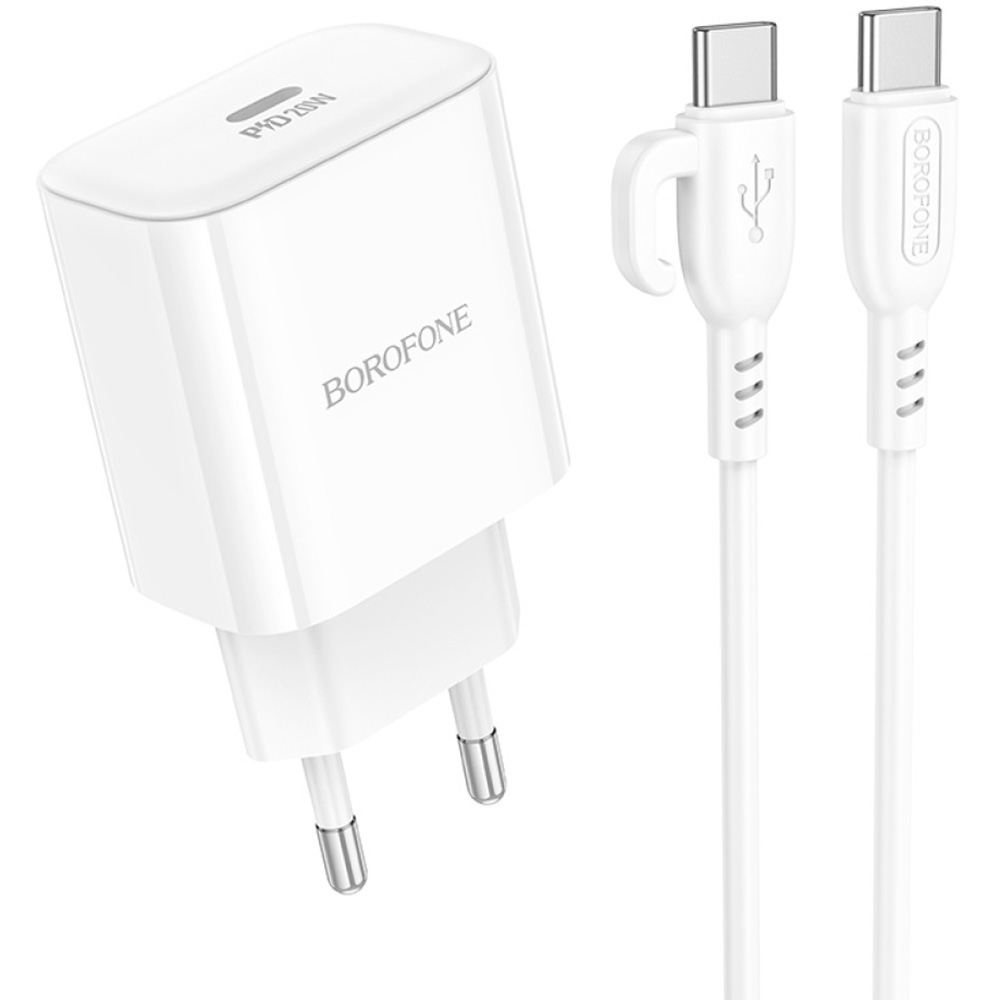 Зарядное устройство BOROFONE BA81A 1xUSB-C, PD20W White w/Type-C cable