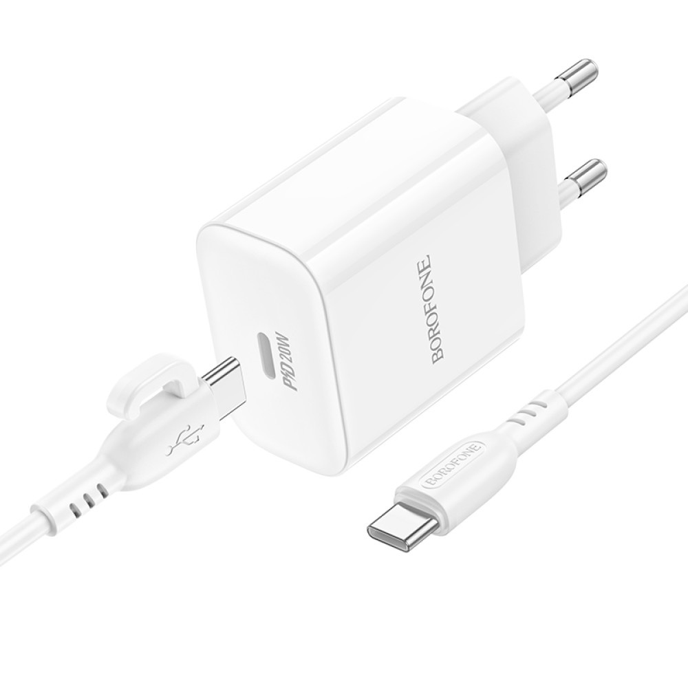Зарядное устройство BOROFONE BA81A 1xUSB-C, PD20W White w/Type-C cable